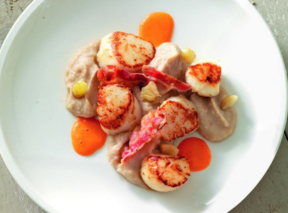 Scallops with Bacon and Chestnut Puree