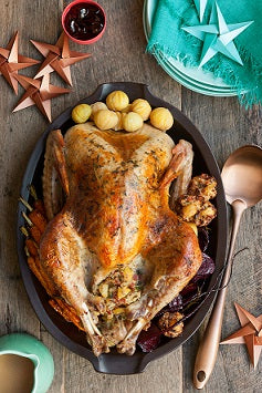 Turkey with Apple and Prune Stuffing and Glazed Chestnuts